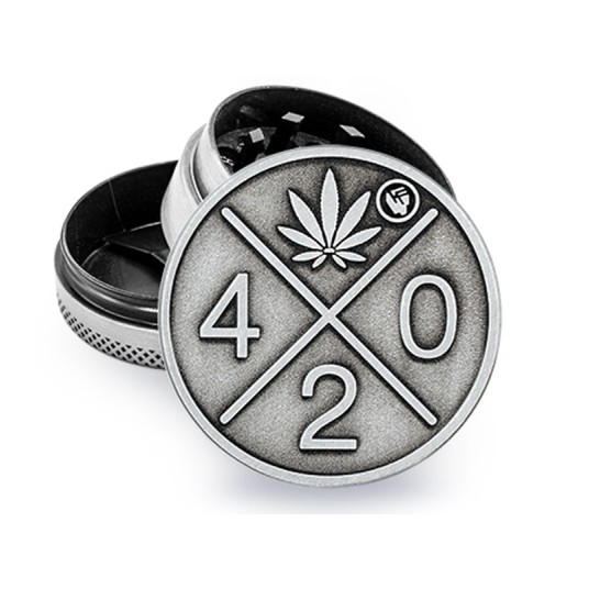 Młynek Metalowy FIRE FLOW Silver 420 3cz 40mm -zdjęcie numer 1