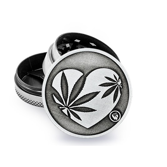 Młynek Metalowy FIRE FLOW Silver Heart 3cz 40mm -zdjęcie numer 1