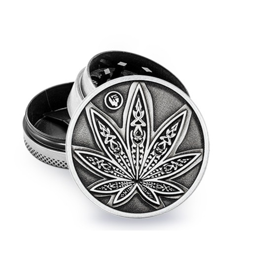 Młynek Metalowy FIRE FLOW Silver Leaves 3cz 40mm -zdjęcie numer 1