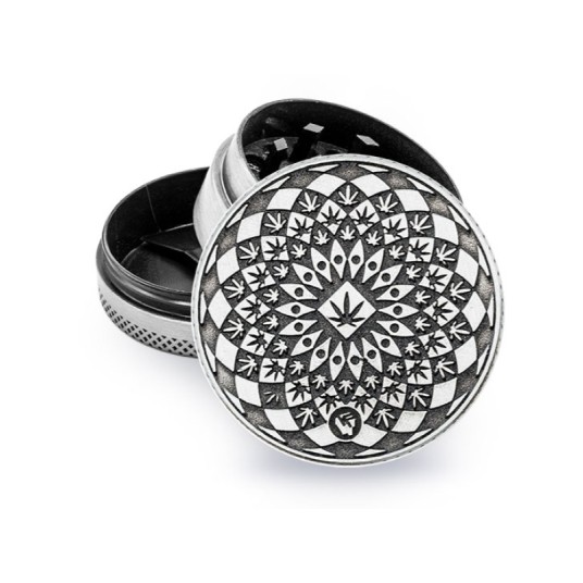 Młynek Metalowy FIRE FLOW Silver Pattern 3cz 40mm -zdjęcie numer 1