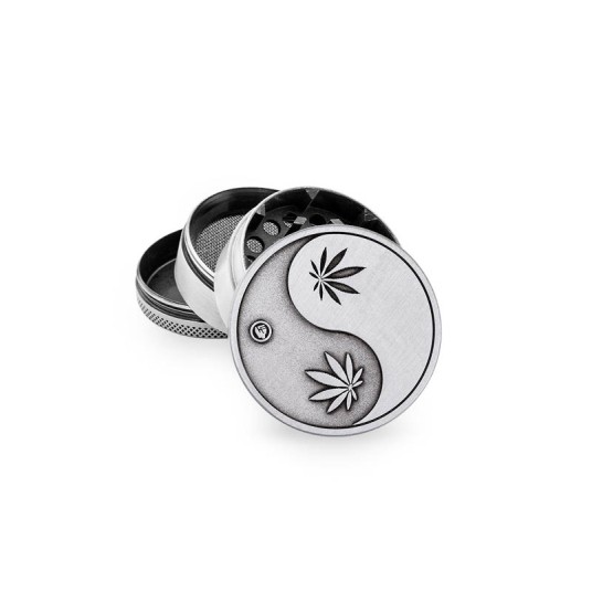 Młynek Metalowy FIRE FLOW Silver Yin Yang 4cz 50mm -zdjęcie numer 1