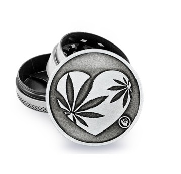 Młynek Metalowy FIRE FLOW Silver Heart 3cz 40mm