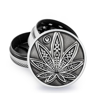 Młynek Metalowy FIRE FLOW Silver Leaves 3cz 40mm